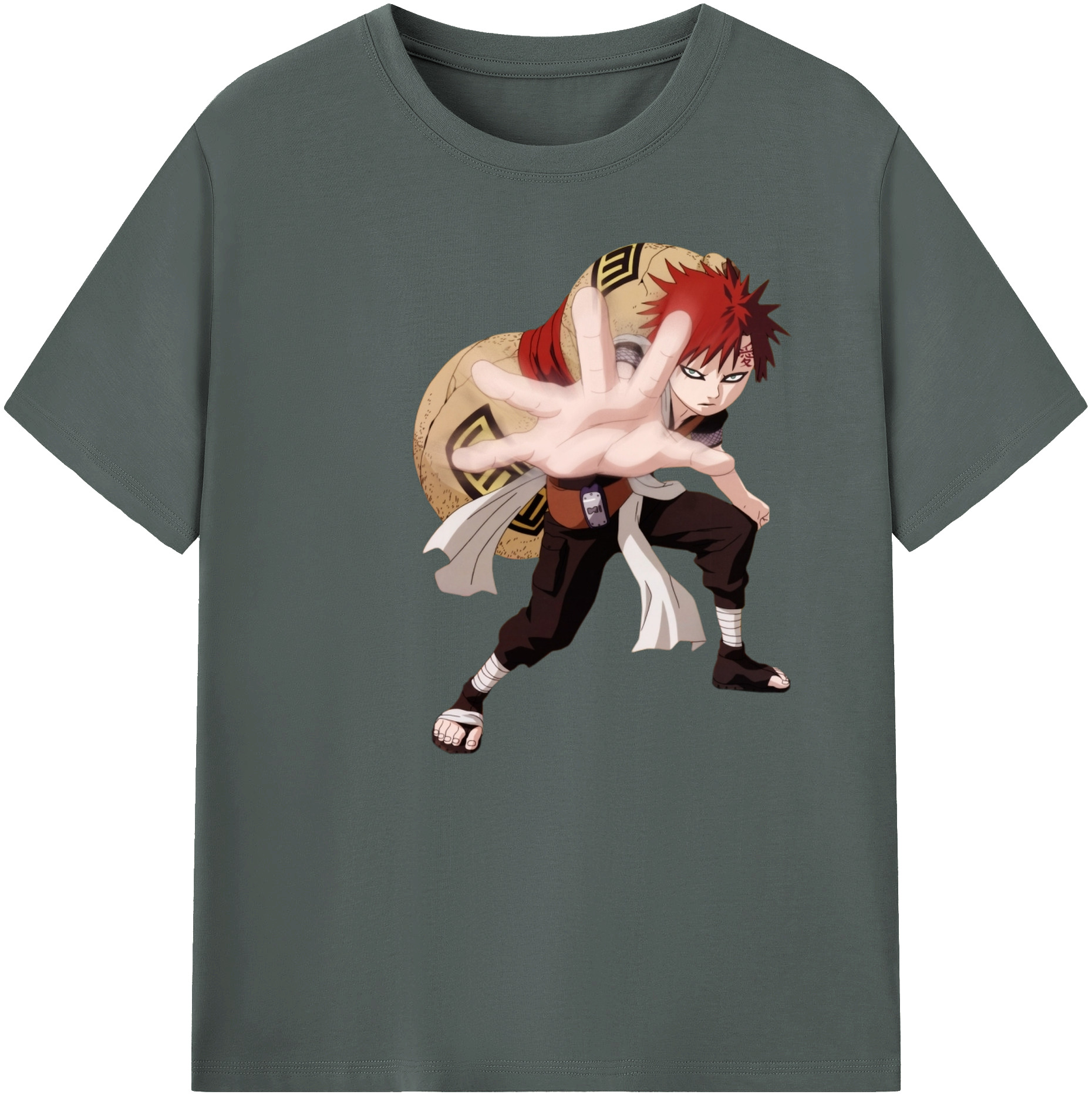 （画像用） NARUTO -ナルト- ガアラ Gaara 綿100％ メンズ半袖Tシャツ｜肌触りやわらか＆通気性